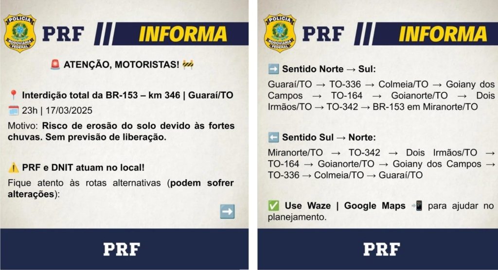 Trânsito na BR-153 segue pelo terceiro dia em esquema de ‘pare e siga’ por risco de rompimento de barragem em Guaraí