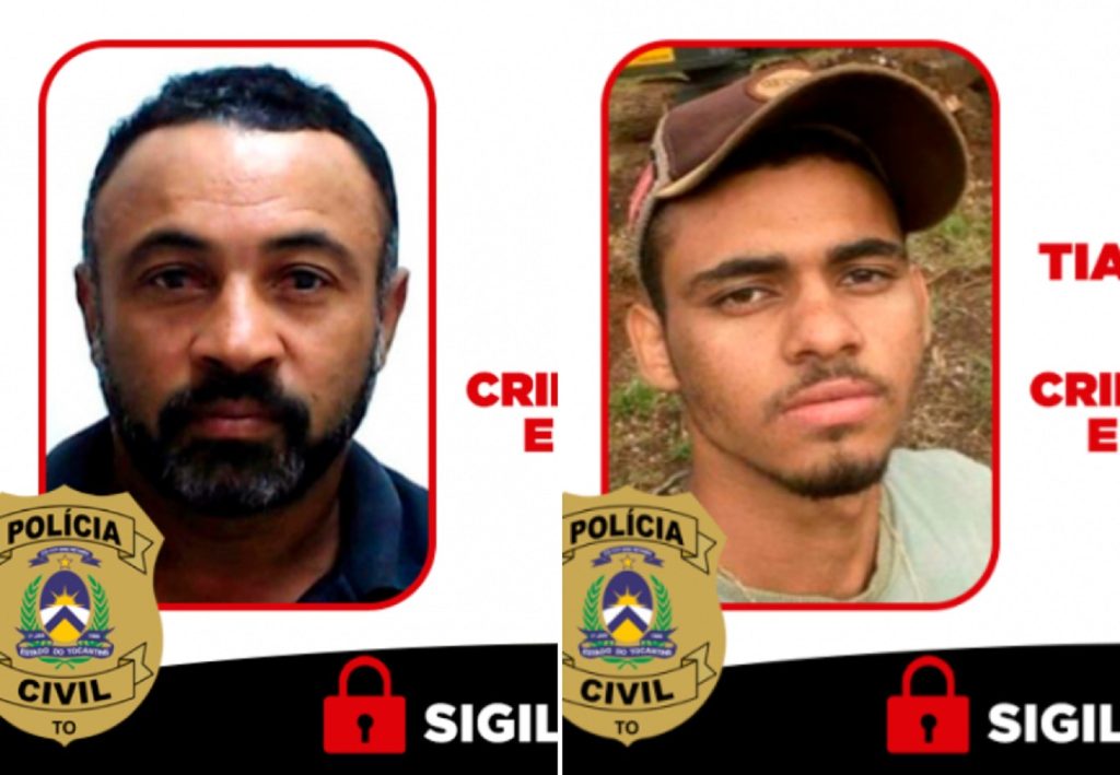 Pai e filho suspeitos de assassinato em Tocantínia estão foragidos e têm fotos divulgadas pela polícia