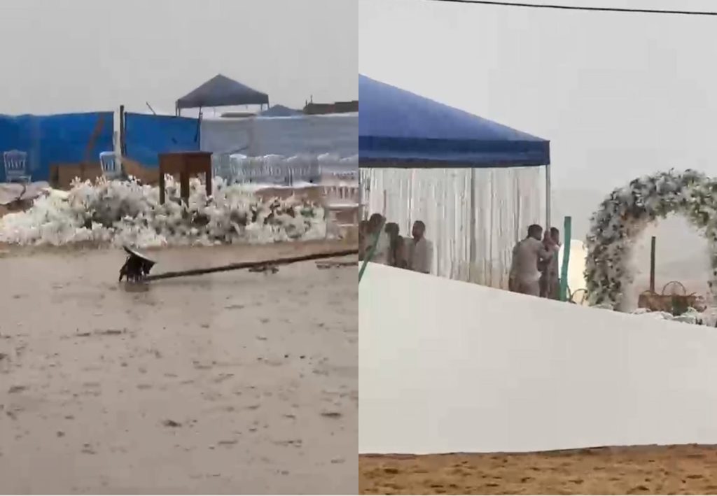 Casamento em praia no TO é interrompido por tempestade com ventos fortes; VÍDEO