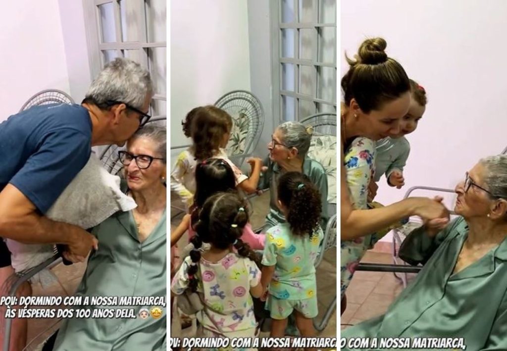 Família reúne gerações para dormir com matriarca na véspera do aniversário de 100 anos, no TO